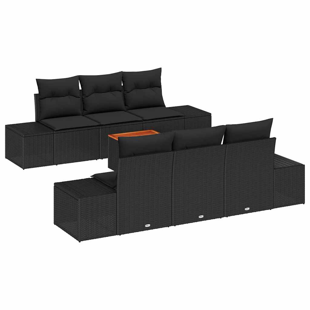Garten-Sofa-Set 7 pcs Schwarz 55 x 55 x 37 cm